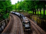 NS 6331 doing switching moves for a yard immediately to the west of the Allegheny Commons park